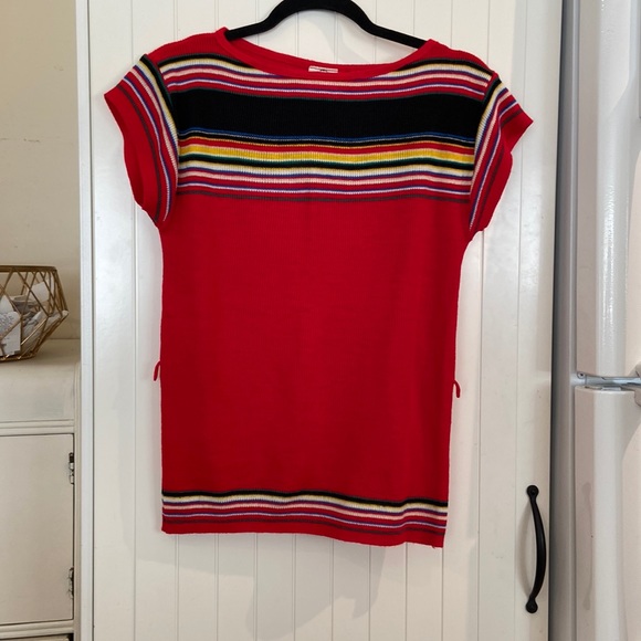 VINTAGE striped short sleeve knit top small - Picture 1 of 5